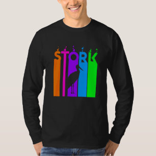 Camiseta Cegonha Animal Arco-íris Bolha Com Silhueta