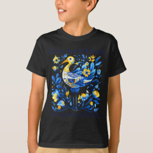 Camiseta Cegonha da Ucrânia floral retro bandeira ucraniana