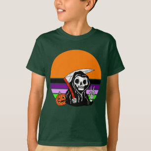 Camiseta Ceifador - Abóbora de Halloween no Pôr do Sol