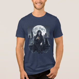 Camiseta Ceifador no Telhado de Halloween Relaxado