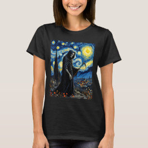 Camiseta Ceifador Van Gogh Noite Estrelada Inspirado Gótico