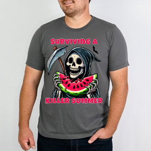 Camiseta Ceifeiro Macabro Engraçado de Melancia Summerween