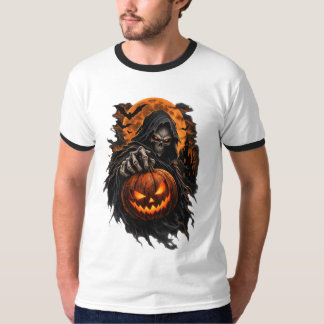 Camiseta Ceifeiro Sombrio Halloween – Abóbora Craniana Góti