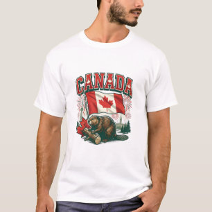Camiseta Celebração da Bandeira Patriótica do Castor Canade