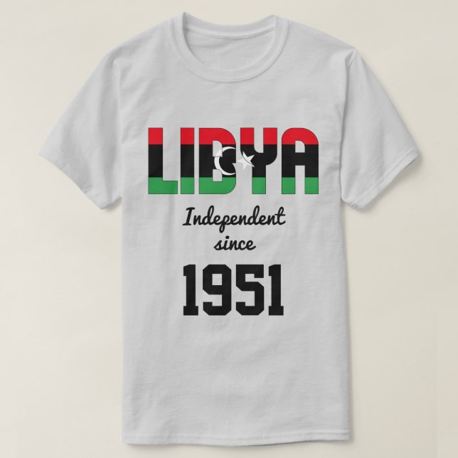 Camiseta Celebração da Independência de Bandeira da Líbia (Frente do Design)