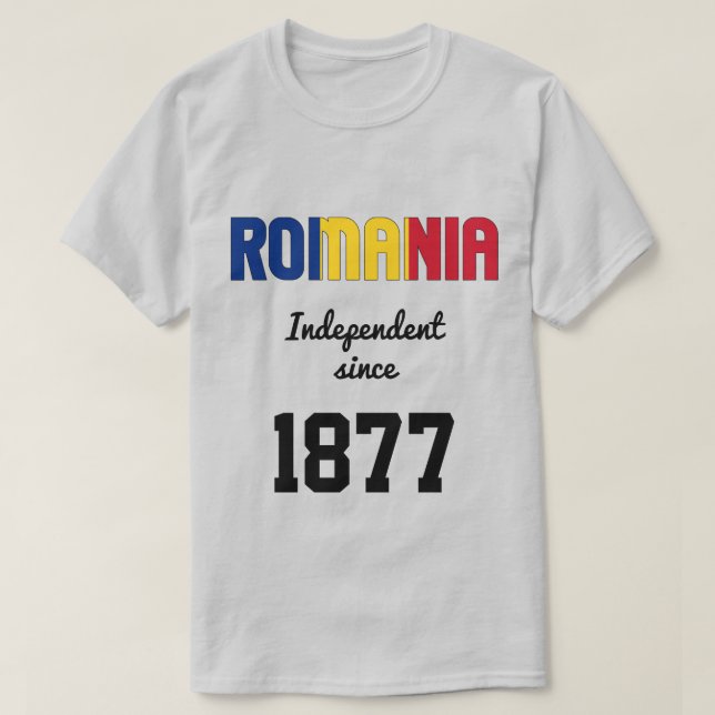 Camiseta Celebração da Independência de Bandeira da Romênia (Frente do Design)