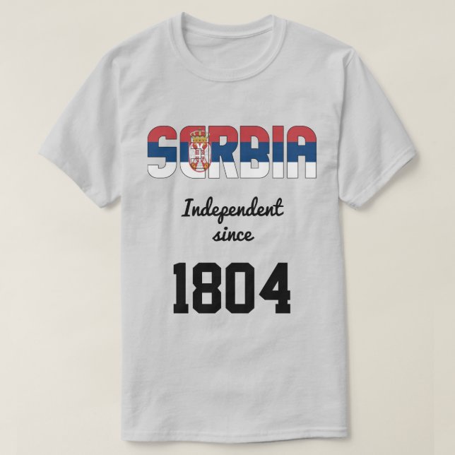 Camiseta Celebração da Independência de Bandeira da Sérvia (Frente do Design)