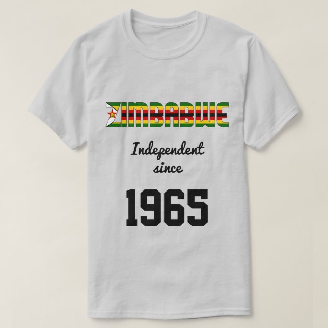Camiseta Celebração da Independência de Bandeira do Zimbabu (Frente do Design)