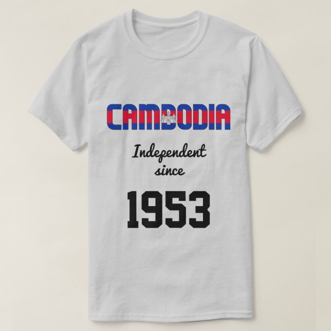 Camiseta Celebração da Independência de Bandeiras do Camboj (Frente do Design)