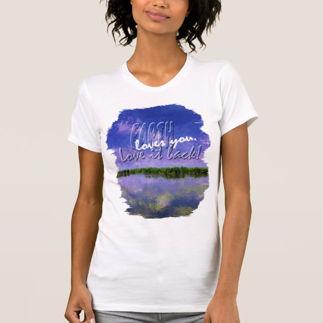 Camiseta Celebração da Terra Céu Azul de Verão e T-Shir Águ (Frente)