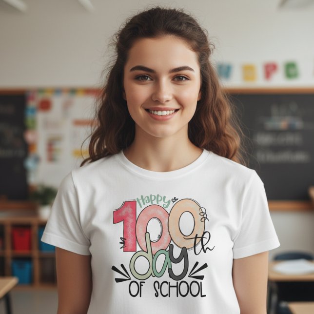 Camiseta Celebração de 100 Dias de Escola Básica (Criador carregado)