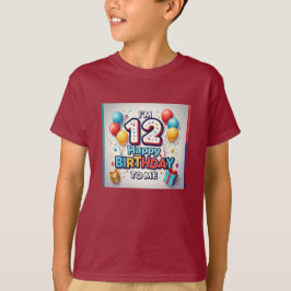 Camiseta Celebração de Aniversário de 12 Festivo