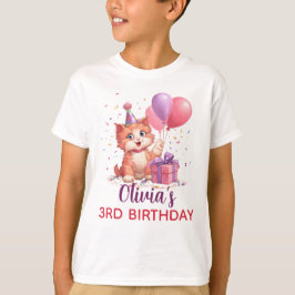 Camiseta Celebração de Aniversário de Gatinho