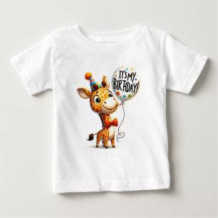 Camiseta Celebração de aniversário de Giraffe