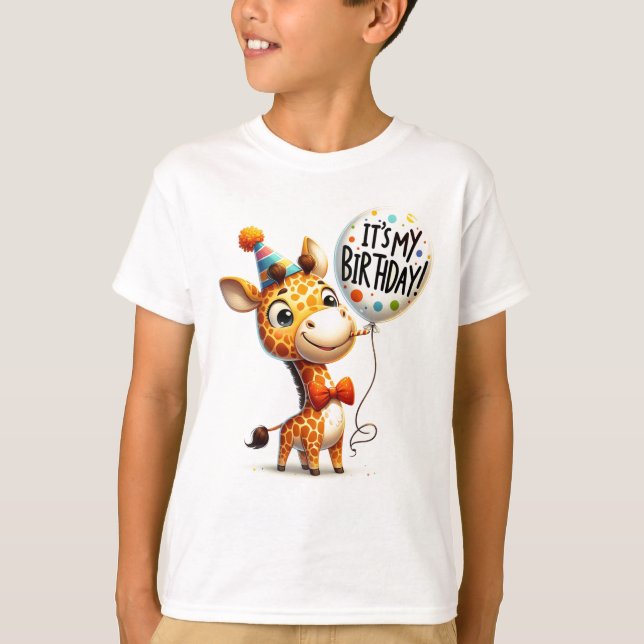 Camiseta Celebração de aniversário de Giraffe (Frente)