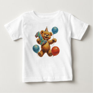 Camiseta Celebração de Aniversário do Ursinho Teddy Fofo