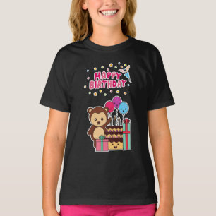 Camiseta Celebração de Aniversário do Urso Fofo - Desenho A
