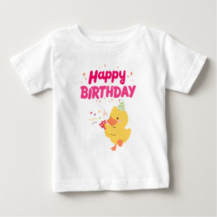 Camiseta Celebração de ANIVERSÁRIO Frango Fofa Kawaii Bebê