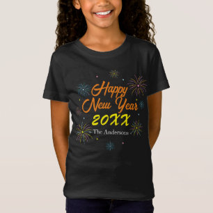 Camiseta Celebração de Ano Novo, de Cor Plana - Crianças