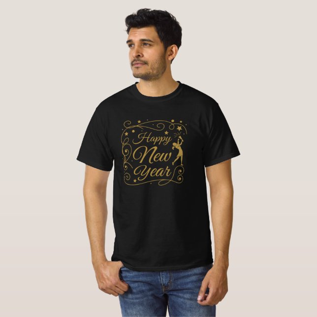 Camiseta Celebração de Ano Novo Feliz (Frente Completa)