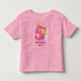 Camiseta Celebração de Garota 5 de Aniversário Bonita
