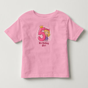 Camiseta Celebração de Garota 5 de Aniversário Bonita