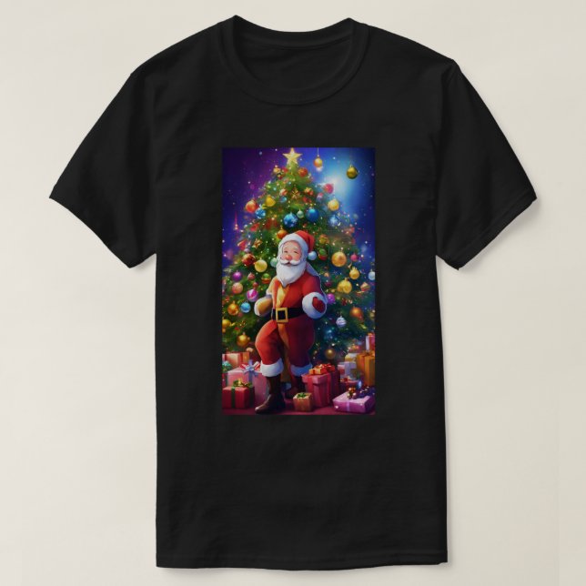 Camiseta celebração de natal com papais noeis. (Frente do Design)