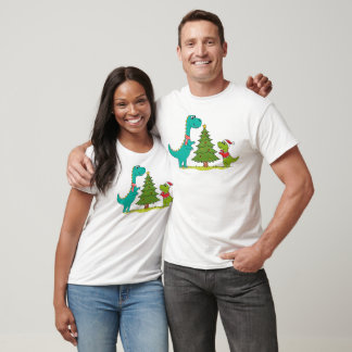 Camiseta Celebração de Natal dos Dinossauros