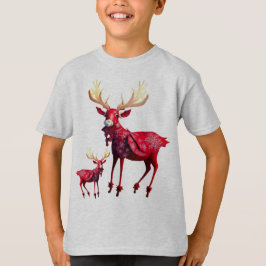 Camiseta Celebração de Natal Rena Vermelha Elegante