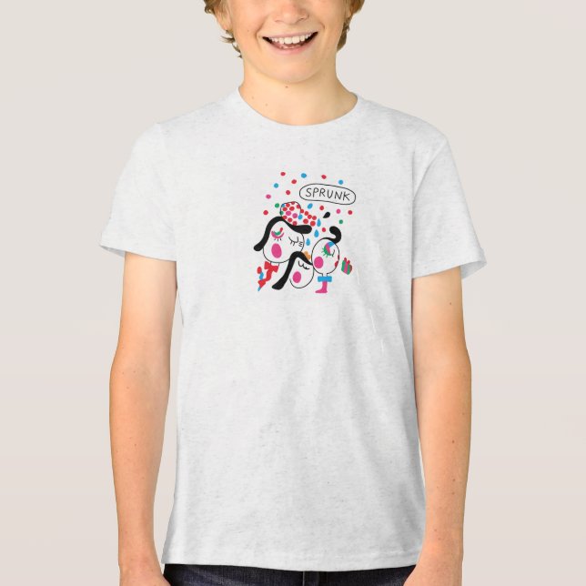 Camiseta Celebração de Sprunki - Arte Infantil de Yuho (Frente)