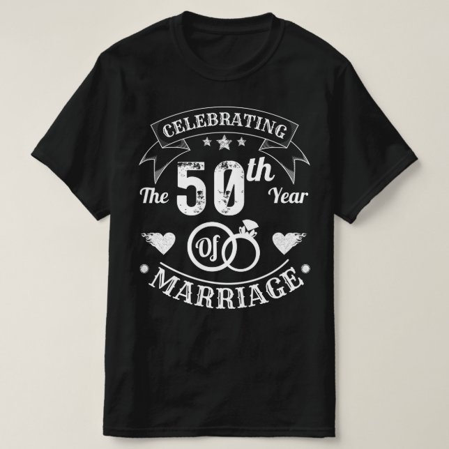 Camiseta Celebração Do 50º Ano Do Casamento (Frente do Design)