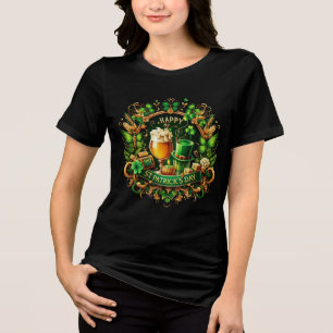 Camiseta Celebração do Dia de São Patrício Ornamentada a Ou