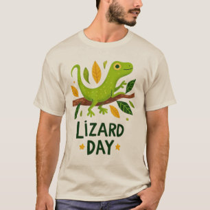 Camiseta Celebração do Dia do Lagarto Cartoon Clipart