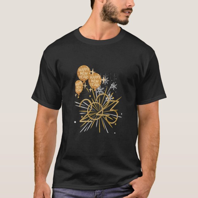 Camiseta Celebração do Feliz ano novo 2023 Festa do Ano Nov (Frente)