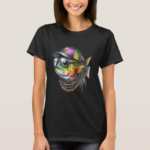 Camiseta Celebração do Mardi Gras Perca Peixe Pescador Aman