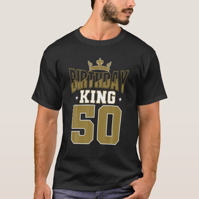 Camiseta Celebração do Partido Birthday King 50 Bday 50º Re (Frente)