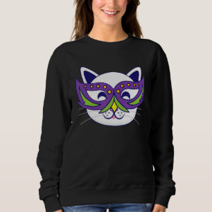 Camiseta Celebração do partido Cat Mask Mardi Gras Divertid
