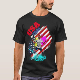 Camiseta Celebração do Soccer Goal USA Flag Art 2025