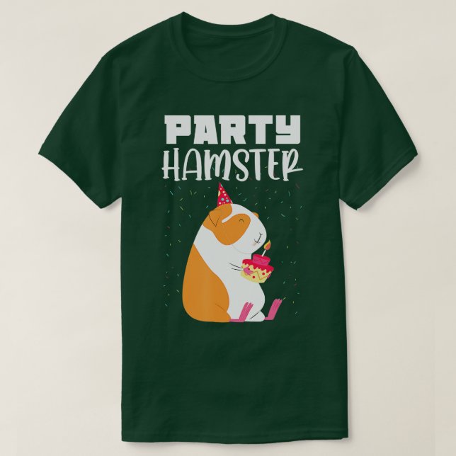 Camiseta Celebração Engraçada de Hamster Festa de aniversár (Frente do Design)