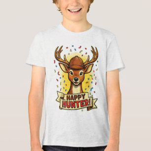 Camiseta Celebração feliz de caça veado divertido festivo