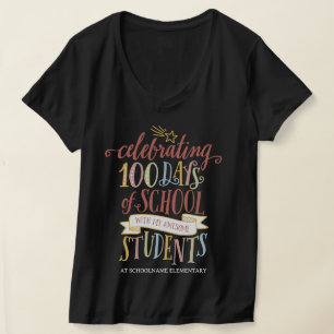 Camiseta Celebração Personalizada de 100 Dias de Professor 