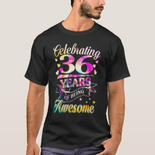 Camiseta Celebrando 36 Anos Incrível Tie Dye 1986 Aniversár
