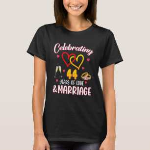 Camiseta Celebrando 44 Anos De 44 Casamento Anni