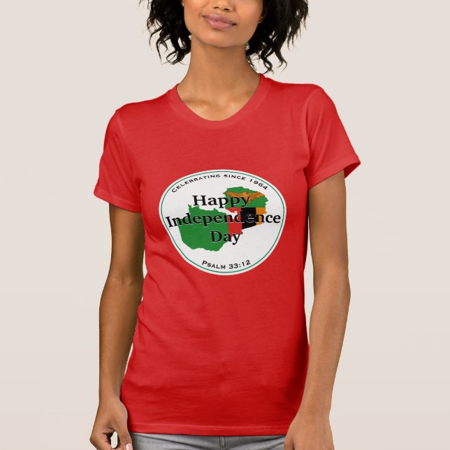 Camiseta Celebrando a INDEPENDÊNCIA ZAMBIA Sinalizador Zamb (Frente)