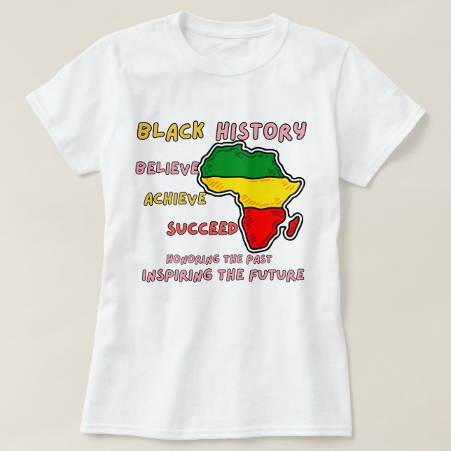 Camiseta celebrando mês da história negra , mulheres africa (Frente do Design)