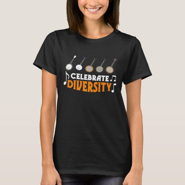 Camiseta Celebrar A Diversidade Para Os Jogadores De Banjo  (Frente)