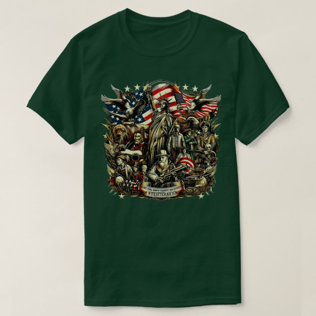 Camiseta Celebrar a história americana com nossa Legenda Fu (Frente do Design)