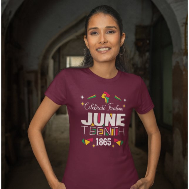 Camiseta Celebrar a Liberdade JUNETENTH 1865 História Negra (Criador carregado)