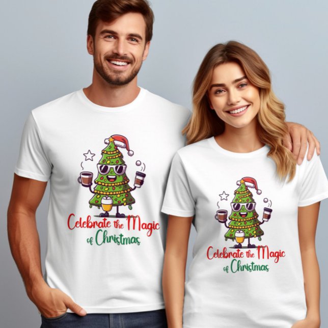 Camiseta Celebrar a magia da Árvore de Natal (Criador carregado)
