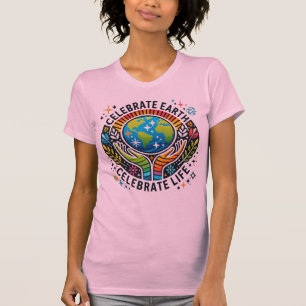 Camiseta Celebrar a Terra, celebrar o Ajustado fino das mul